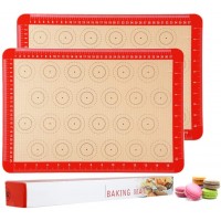Silicone Baking Mat（2 Pack） for Pastry, Macarons Mat with Measurements