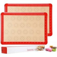 Silicone Baking Mat（2 Pack） for Pastry, Macarons Mat with Measurements