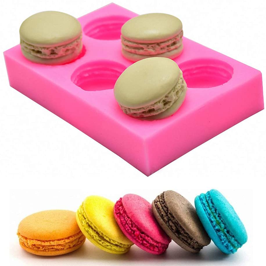 MoldFun 6-Cavity 3D Macaroon/Macaron Hamburger Silicone Mold for Fondant