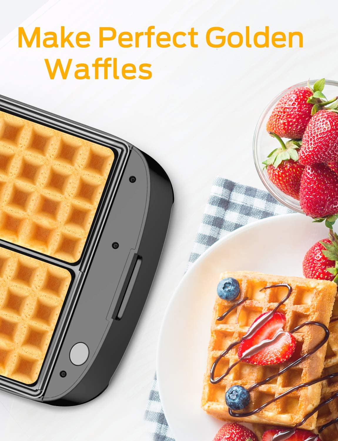 Elechomes Belgian Waffle Maker with Removable Plates