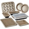 Anolon Eminence Nonstick Bakeware Set with Nonstick 빵 팬, 쿠키 시트, 뚜껑이 있는 베이킹 팬, 케이크 팬 및 머핀/컵케이크 팬 - 10개, 엄버/브라운/오닉스 : 기타