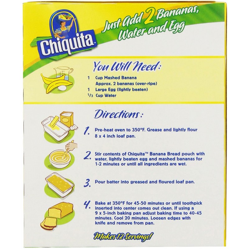 Chiquita 바나나 빵 믹스, 13.7 oz. (12개입) : 콩코드 바나나 빵 : 식료품 및 미식가