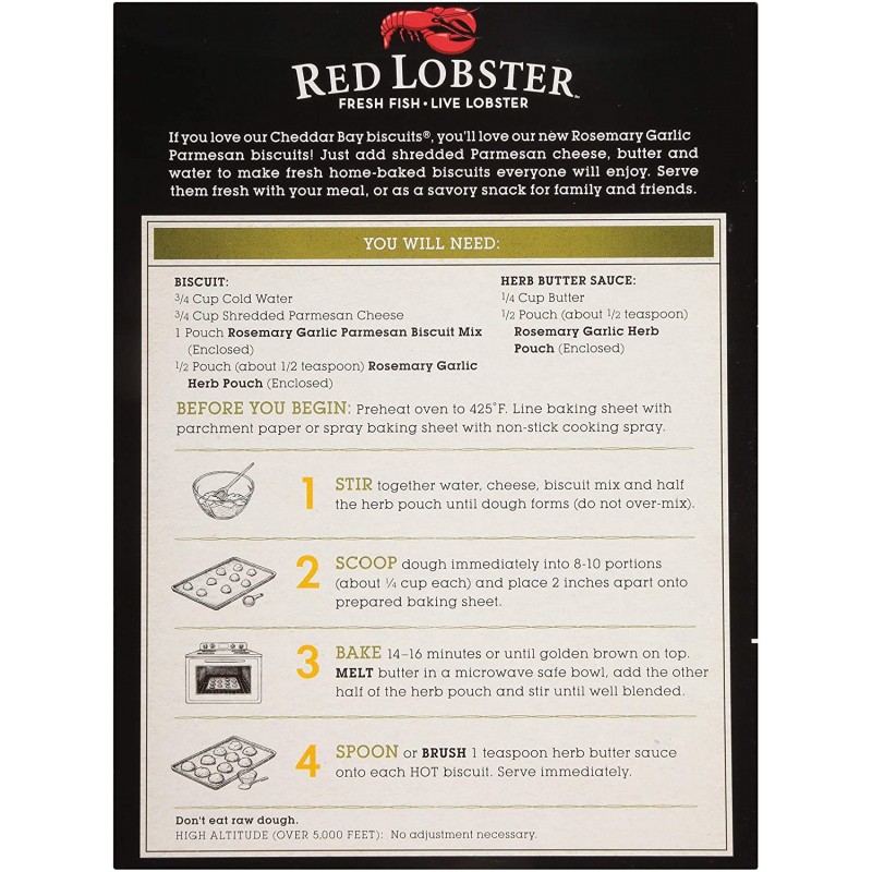 레드 랍스터 로즈마리 파마산 비스킷 믹스, 11.36온스 박스(12개들이) : 식료품 및 미식가 식품