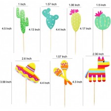 42 pcs 멕시코 피에스타 컵케익 토퍼 장식, 선인장 당나귀 마라카 솜브레로 테마 파티 용품: 식료품 및 미식가 음식