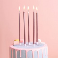 PHD CAKE 24-카운트 로즈 골드 긴 얇은 생일 양초, 케이크 양초, 생일 파티, 결혼식 장식, 파티 양초 : 가정 및 주방