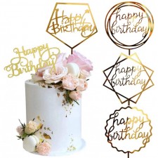 골드 케이크 토퍼 아크릴 케이크 토퍼 생일 축하 케이크 토퍼 케이크 장식 용품 (5 개) : 식료품 및 미식가 식품
