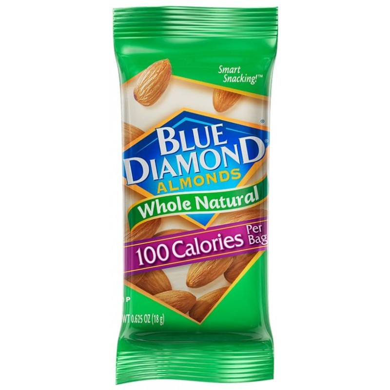 Blue Diamond Almonds Whole Natural Raw Snack Nuts, 100 Calorie Travel Bags, 32 count : Gourmet Food : Grocery & Gourmet Food