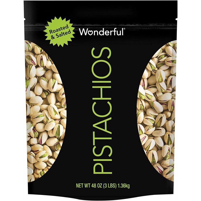 Wonderful Pistachios Resealable Bag, 구운 및 소금에 절인 48 Oz : 식료품 및 미식가 식품