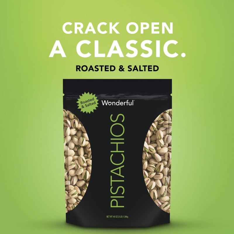 Wonderful Pistachios Resealable Bag, 구운 및 소금에 절인 48 Oz : 식료품 및 미식가 식품