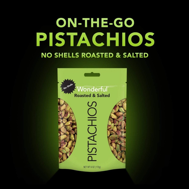 Wonderful Pistachios, No-Shell, Roasted and Salted, 6 Oz : 식료품 및 미식가 식품