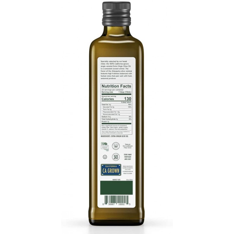 California Olive Ranch Arbequina 100% 캘리포니아 재배 엑스트라 버진 올리브 오일, 16.9 Fl. 온스. 병 : 식료품 및 미식가 식품