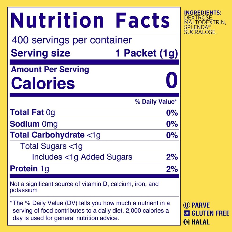 SPLENDA 무칼로리 감미료, 1인분 포장, 400개 개수 : 설탕 대체 제품 : 식료품 및 미식가 식품