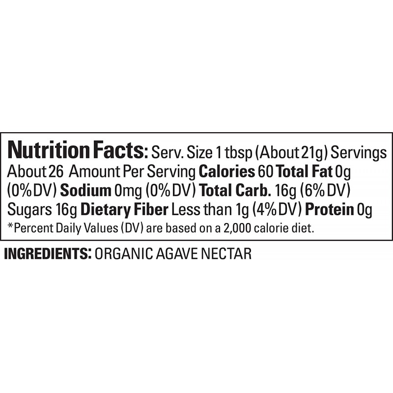 AGAVE IN THE RAW, 유기농 아가베 감미료, 18.5 OZ. Bottle (1 Pack) : 용설란 과즙 및 시럽 : 식료품 및 미식가 식품