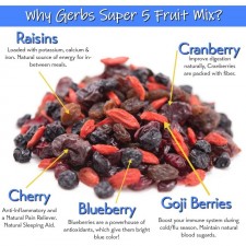 GERBS Super 5 말린 과일 믹스, 32oz, 무황, 방부제 없음, 상위 14개 식품 알레르기 없음 : 식료품 및 미식가 식품