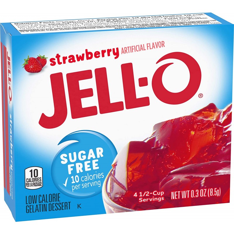 JELL-O 딸기 무설탕 젤라틴 디저트 믹스 (0.3 oz 박스) : 젤라틴 디저트 믹스 : 식료품 및 미식가 식품