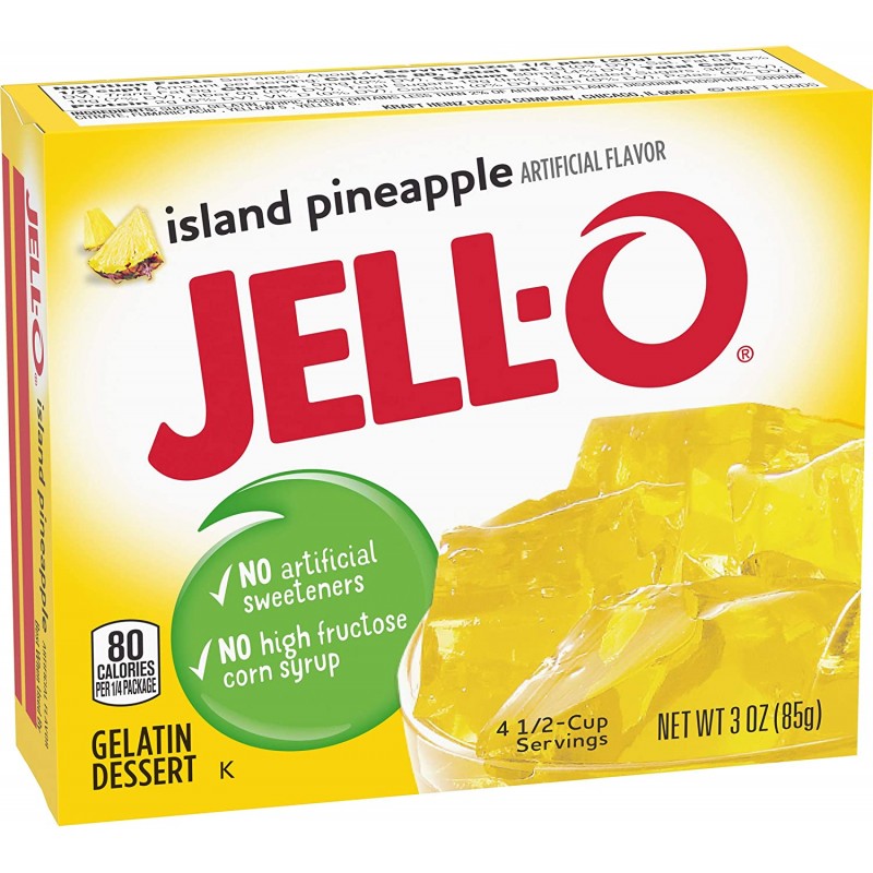 Jell-O Island 파인애플 젤라틴 믹스 (3oz 박스, 6개들이) : 식료품 및 미식가 식품