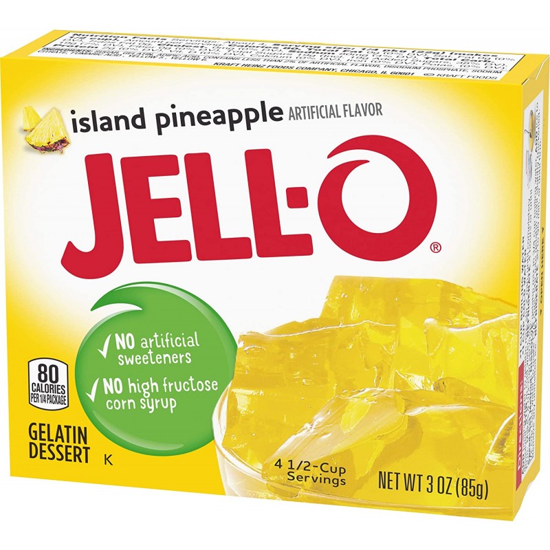 Jell-O Island 파인애플 젤라틴 믹스 (3oz 박스, 6개들이) : 식료품 및 미식가 식품