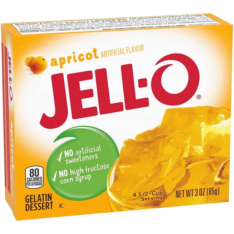 Jell-O Apricot 젤라틴 믹스 (3 oz 박스, 24개들이) : 젤라틴 디저트 믹스 : 식료품 및 미식가