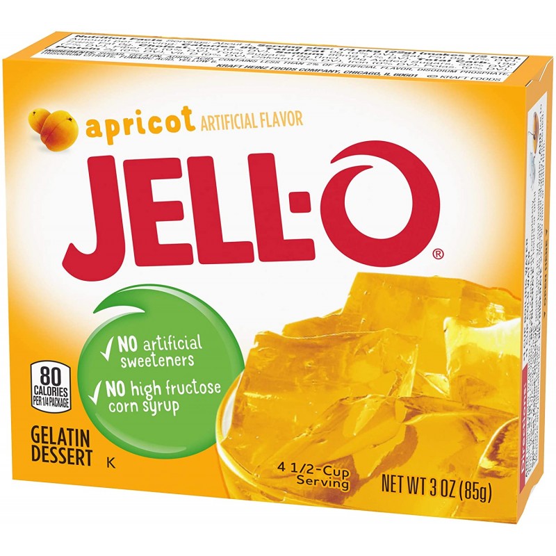 Jell-O Apricot 젤라틴 믹스 (3 oz 박스, 24개들이) : 젤라틴 디저트 믹스 : 식료품 및 미식가