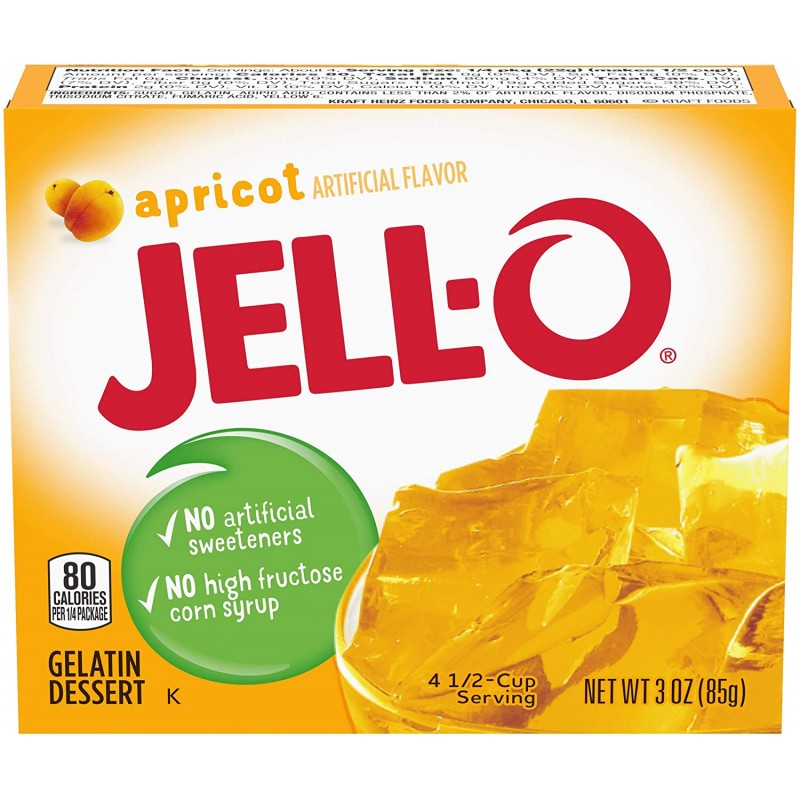 Jell-O Apricot 젤라틴 믹스 (3 oz 박스, 24개들이) : 젤라틴 디저트 믹스 : 식료품 및 미식가