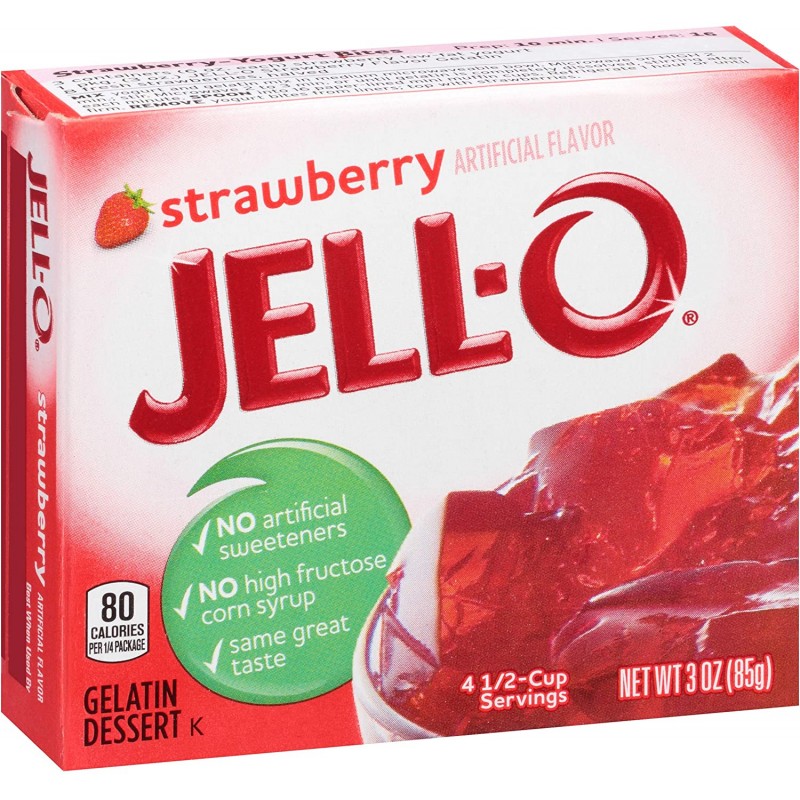 Jell-O 젤라틴 믹스, 딸기, 3 oz : 젤라틴 디저트 믹스 : 식료품 및 미식가 식품