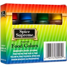 Spice Supreme 모듬 식품 색상 빨강 파랑 녹색 노랑 - 베이킹, 장식, 퐁당, 요리 및 슬라임 만들기를 위한 4색 케이크 액체 다양한 키트 - .30 fl. oz.Bottles : 식료품 및 미식가 식품