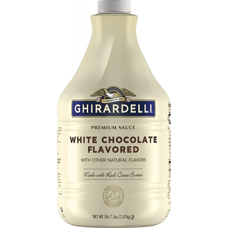 Ghirardelli 화이트 초콜릿 맛 소스 87.3 온스 with Ghirardelli 펌프 및 스푼 : 식료품 및 미식가 식품