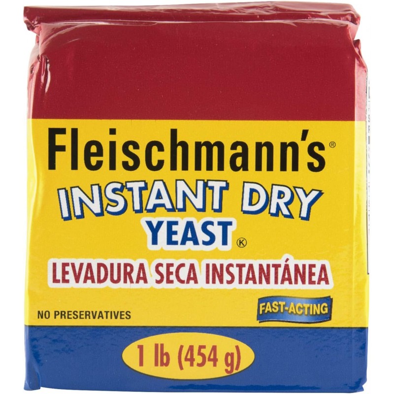 Fleischmann's Yeast, Fleischmann's Instant Dry Yeast, 16온스 - 1팩, 속효성, 글루텐 프리, 방부제 없음 : 식료품 및 미식가 식품