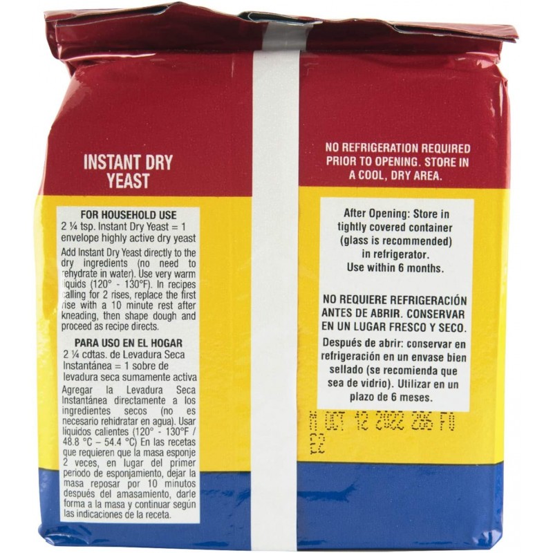 Fleischmann's Yeast, Fleischmann's Instant Dry Yeast, 16온스 - 1팩, 속효성, 글루텐 프리, 방부제 없음 : 식료품 및 미식가 식품