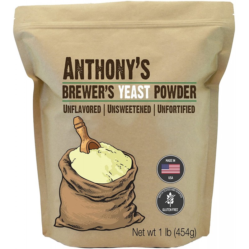 Anthony's Brewer's Yeast, 1lb, Made in USA, 무글루텐, 무가당 및 무가당 : 식료품 및 미식가 식품