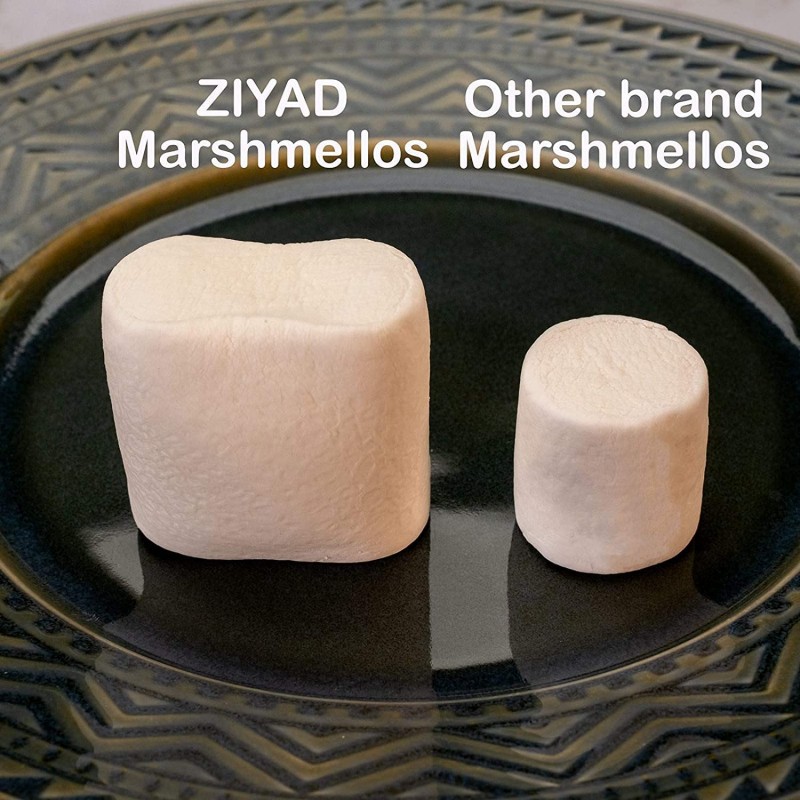 Ziyad Gourmet Halal Jumbo Size in a Jumbo Bag of Marshmallows, 돼지고기 없음, 계란 없음, 유제품 없음, 글루텐 없음, 휴일 및 S'more에 적합! 25온스 4팩: 식료품 및 미식가