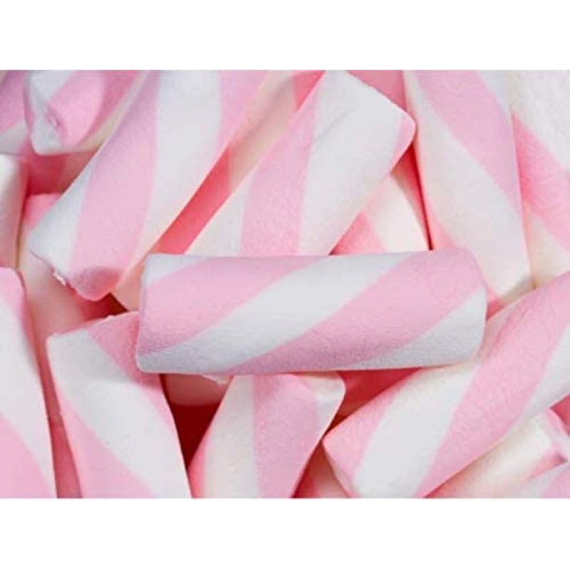 Candy Shop Pink & White Puffy Poles Jumbo Marshmallow Twists - 2.2 lb Bag : 식료품 및 미식가 식품