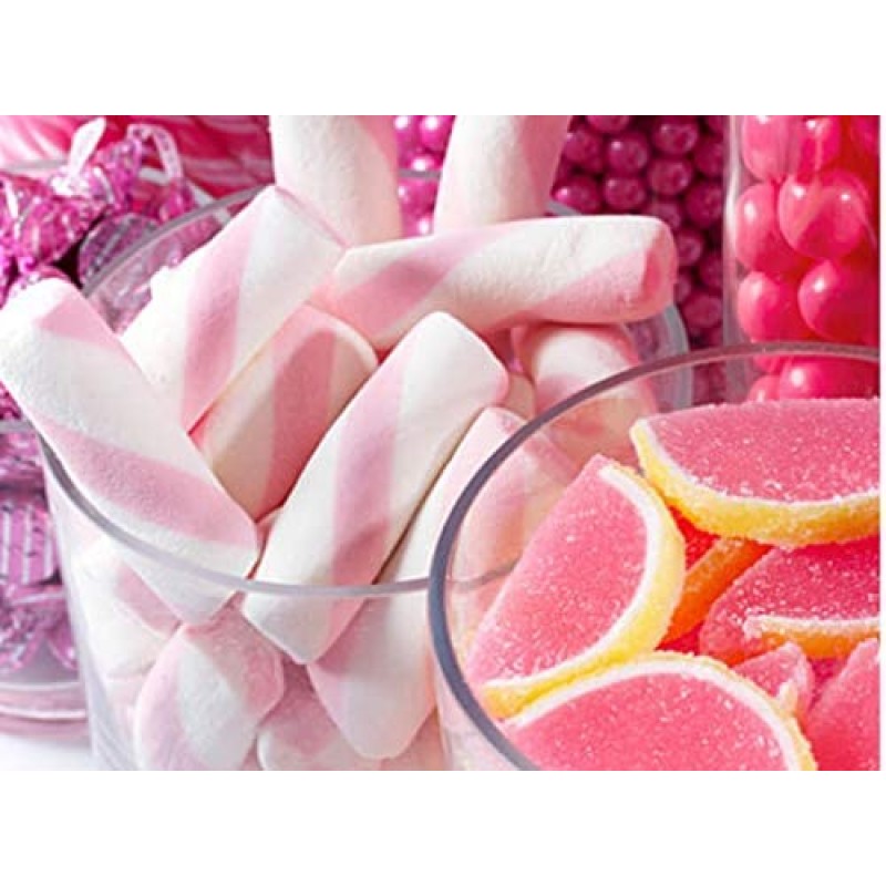 Candy Shop Pink & White Puffy Poles Jumbo Marshmallow Twists - 2.2 lb Bag : 식료품 및 미식가 식품