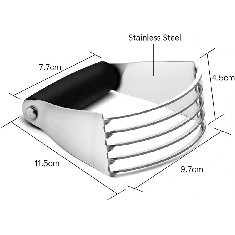 반죽 블렌더, 버터, 비스킷, 베이킹, 반죽, 반죽, 더 바삭하고 푹신한 파이 크러스트, 아몬드용 스테인리스 스틸 페이스트리 커터 - 손 주방 도구(1, 검정): 가정 및 주방