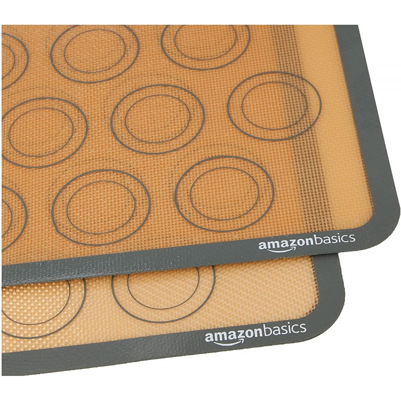 Amazon Basics 실리콘, 논스틱, 식품 안전 베이킹 매트, 마카롱 - 2팩: 가정 및 주방