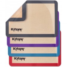 Kitzini 실리콘 베이킹 매트 세트. 베이킹용 논스틱 실리콘 매트. 4 하프 베이킹 시트. BPA 무료. 전문가용 실리콘 베이킹 시트. 쿠키, 마카롱 및 페이스트리용 실리콘 베이킹 매트: 가정 및 주방