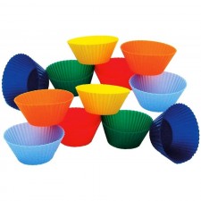 주방 용품 미니 머핀 실리콘 베이킹 컵, 1-7/8-인치(컵 바닥 측정), 12개 세트: 재사용 가능한 베이킹 컵: 가정 및 주방