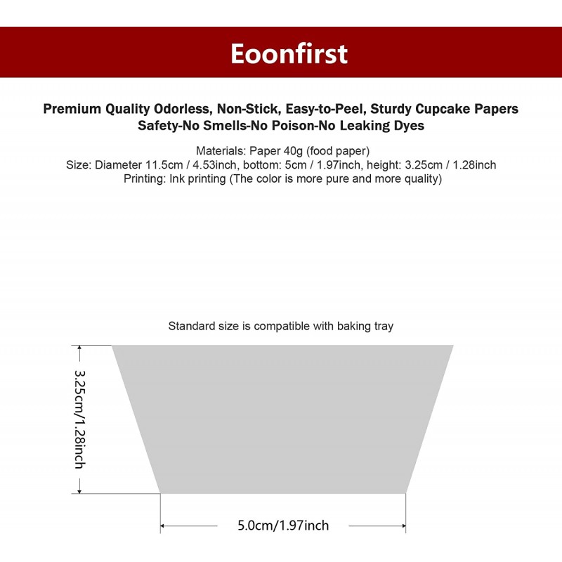Eoonfirst 표준 크기 베이킹 컵 식품 등급 그리스 방지 종이 컵케익 라이너 200 개 (내츄럴): 가정 및 주방