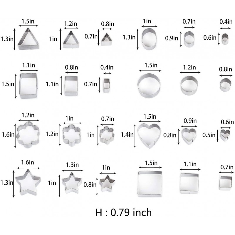 미니 금속 쿠키 커터 세트 - 봄 및 부활절 쿠키 커터/미니 기하학적 모양 쿠키 커터, 라운드 미니 쿠키 커터/야채 도넛 모양 커터(24개 미니 쿠키 커터): 가정 및 주방