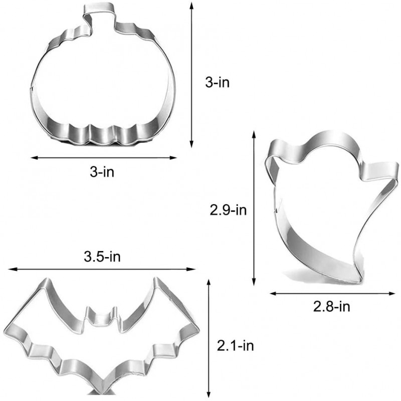 할로윈 쿠키 커터 - 5 조각 쿠키 커터 모양 - 할로윈 음식 파티 장식을 위한 호박, 박쥐, 유령, 고양이 및 마녀 모자 모양: 가정 및 주방