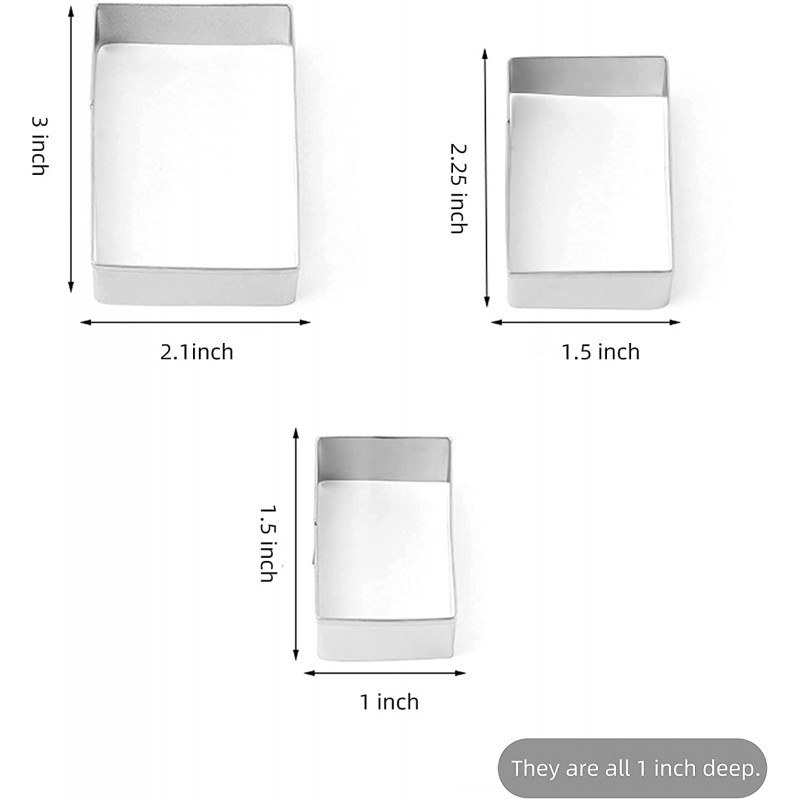 5 PCS 직사각형 쿠키 커터 세트 스테인레스 스틸 직사각형 퐁당 비스킷 금형: 가정 및 주방