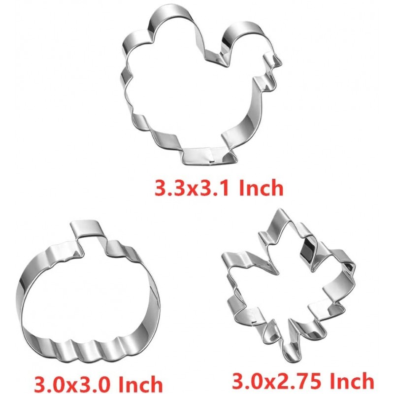 가을 추수 감사절 쿠키 커터 세트 - 8개 - 호박, 칠면조, 단풍잎, 떡갈나무 잎, 다람쥐, 사탕 옥수수 및 도토리 - 스테인레스 스틸: 가정 및 주방