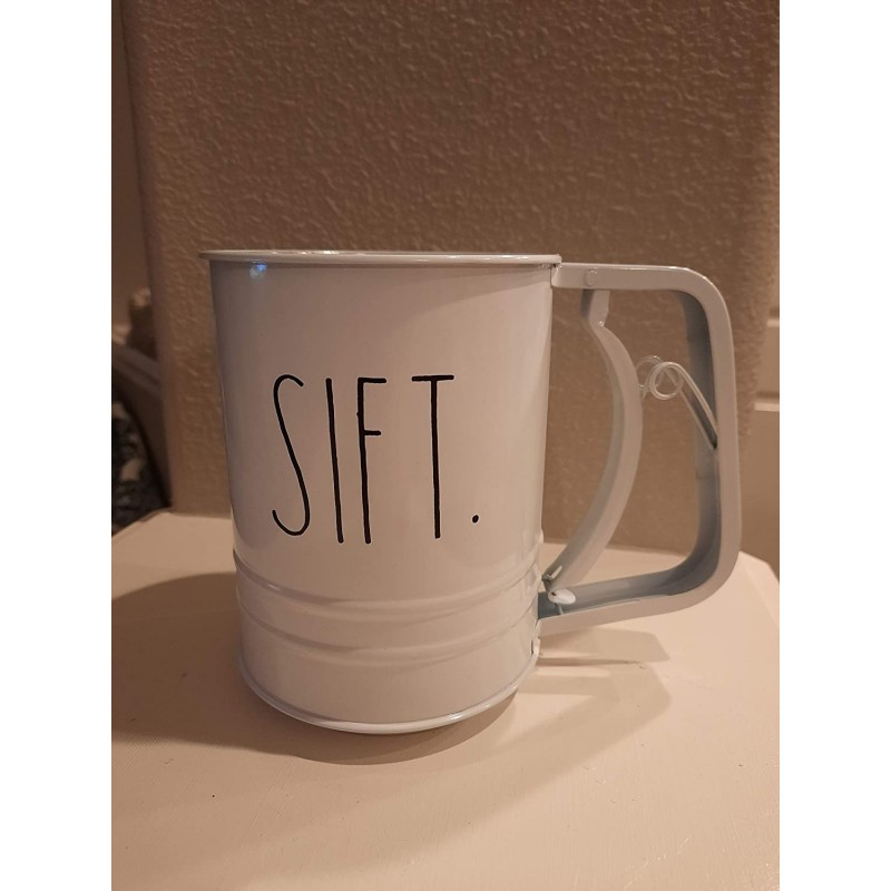 래 던 SIFT. - 베이킹용 스테인리스 스틸 체 - 화이트 에나멜 마감 - 가장 미세한 입자를 제공하기 위한 3중 스크린으로 밀가루/가루 설탕 체질: 가정 및 주방