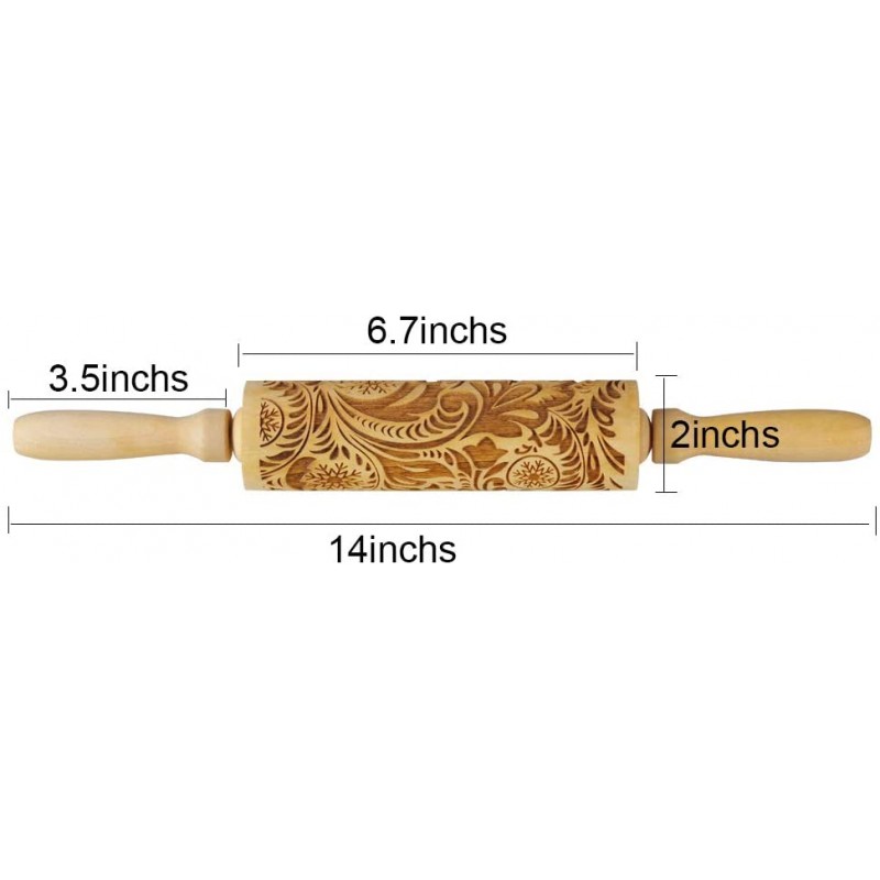 쿠키를 위한 새겨진 퐁당 롤러 눈송이를 굽기 위한 디자인을 가진 나무 양각 크리스마스 3D 롤링 핀: 가정 및 주방