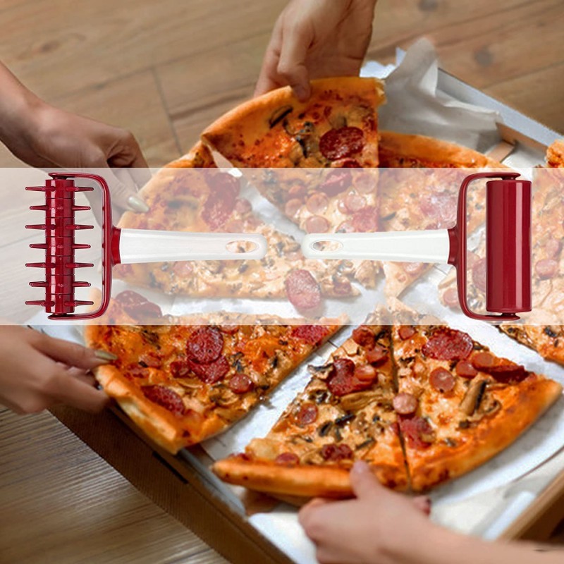 피자 도우 롤러 2개 및 도커 세트, 패스트리 피자 파이 롤러 롤링 핀 및 시간 절약형 피자 도우 도커(도커+롤러) : 기타