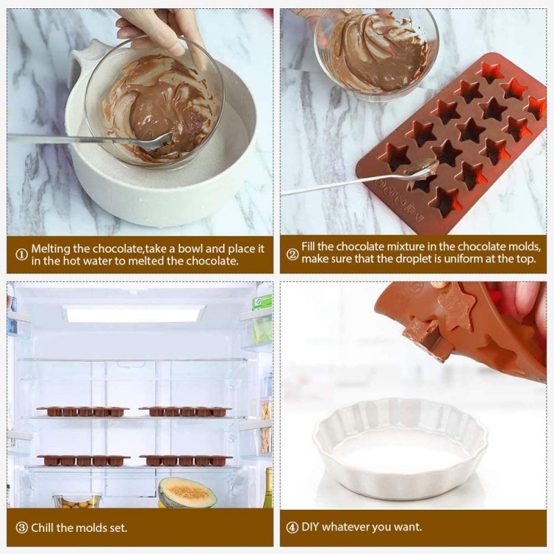 초콜릿 몰드, 5 팩 초콜릿 실리콘 몰드 실리콘 캔디 베이킹 몰드 캔디 초콜릿 공급용 하드 캔디 케이크 비누 만들기 : 가정 및 주방