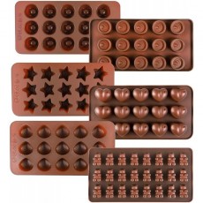 Kootek 6 조각 실리콘 초콜릿 몰드, 재사용 가능한 90 캐비티 캔디 베이킹 몰드 아이스 큐브 트레이 캔디 초콜릿 공급용 하드 캔디 케이크 장식 비누 크레용 양초 (브라운) : 홈 & 주방