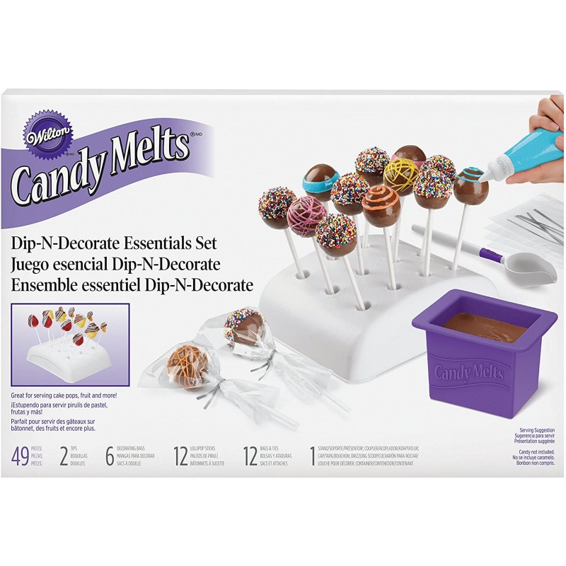 Wilton Candy Melts Dip-N-Decorate 캔디 만들기 도구 및 케이크 팝 데코레이션 키트, 49개: 가정 및 주방