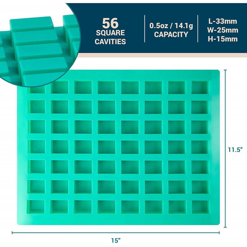초콜릿 트러플, 가나슈, 젤리, 캔디 및 프랄린을 위한 O'Creme 직사각형 카라멜 캔디 실리콘 몰드 : 가정 및 주방