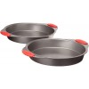 Amazon Basics Non-Stick, 원형 케이크 팬, 9인치, 회색, 빨간색 그립 포함, 2팩: 가정 및 주방